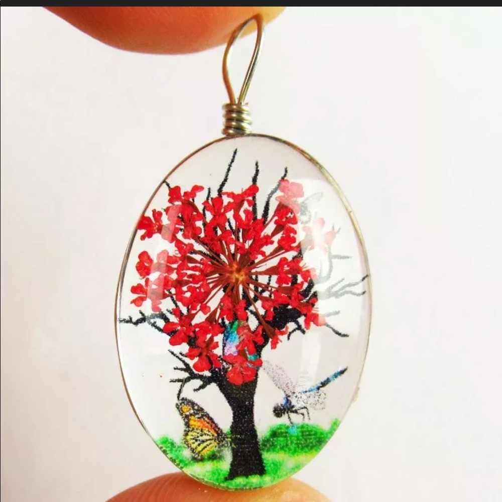HOST PICK Resin flower butterfly pendant